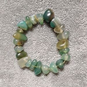 Green and Gray Stone Beaded Bracelet
